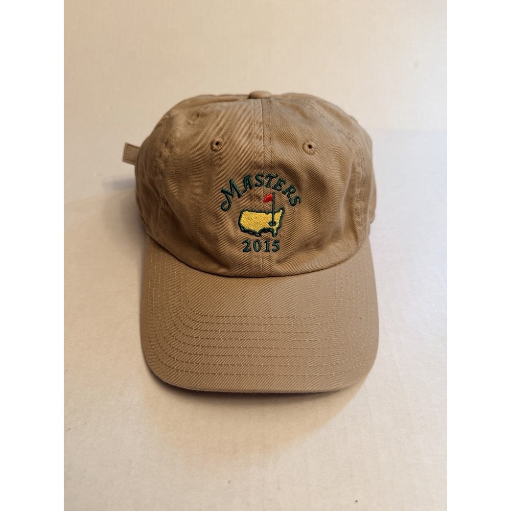 Masters 2015 Augusta National Khaki Tan Hat Adjustable Back OSFA 100% Cotton